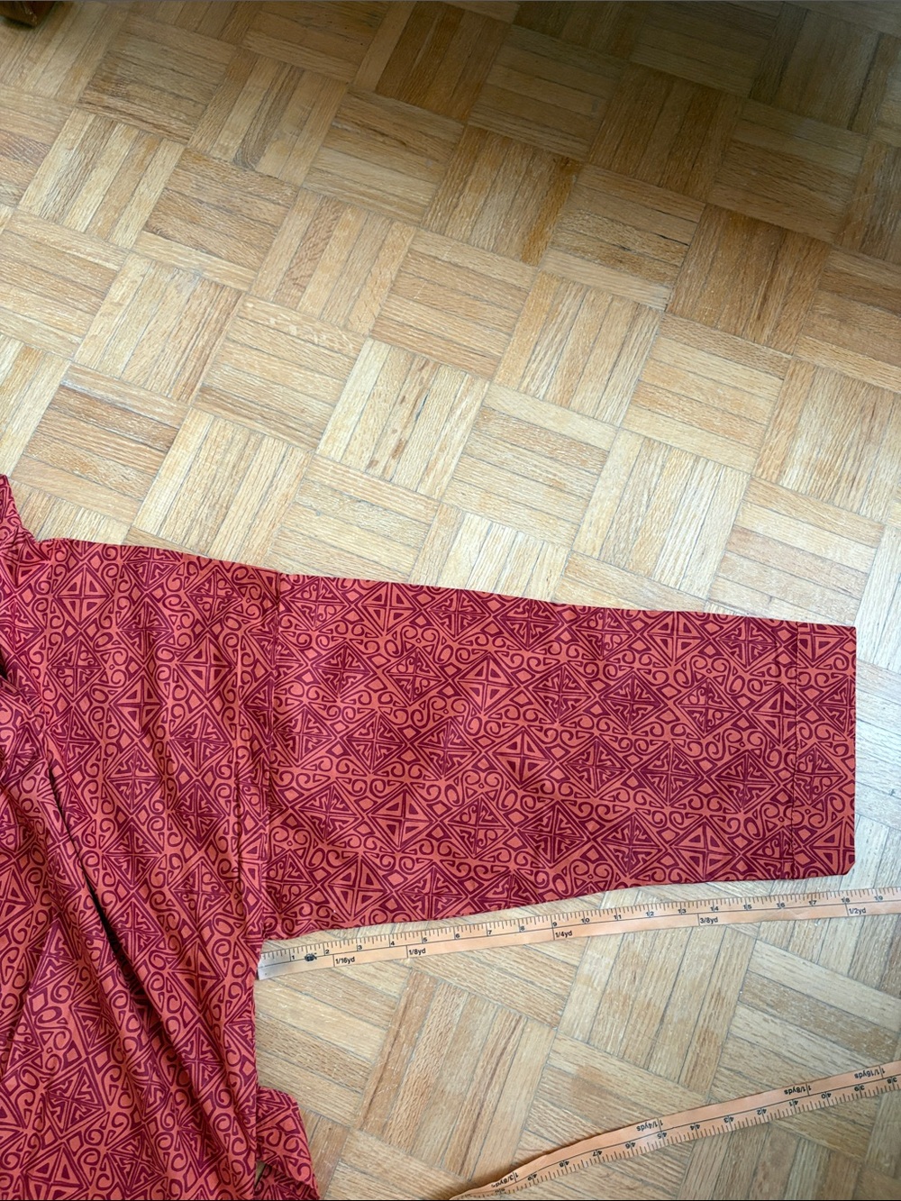 Balizen Terracotta Patterned Robe with Belt, pockets - Picture 4 of 8